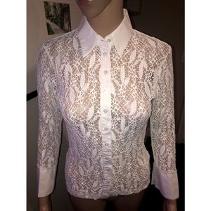 Anne Fontaine White Lace Blouse